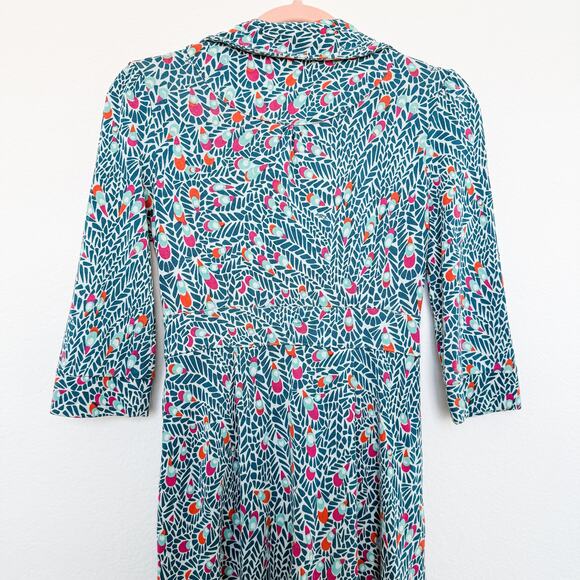 Lilly Pulitzer Feather Print 100% Silk Stretch Flare Dress Womens Size 0 - Picture 7 of 7